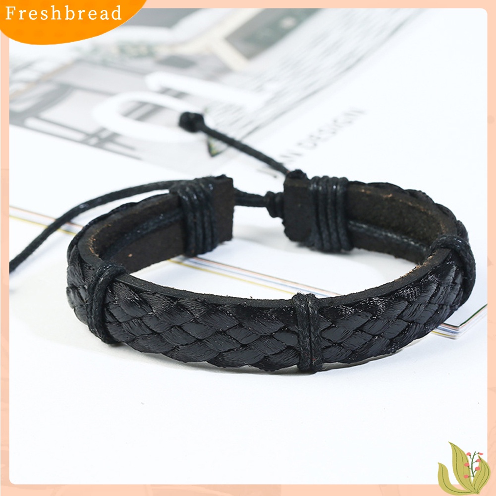 &lt; Freshbread &gt; 6Pcs Retro Multilayer Braided Tali Kulit Pria Gelang Set Bangle Perhiasan