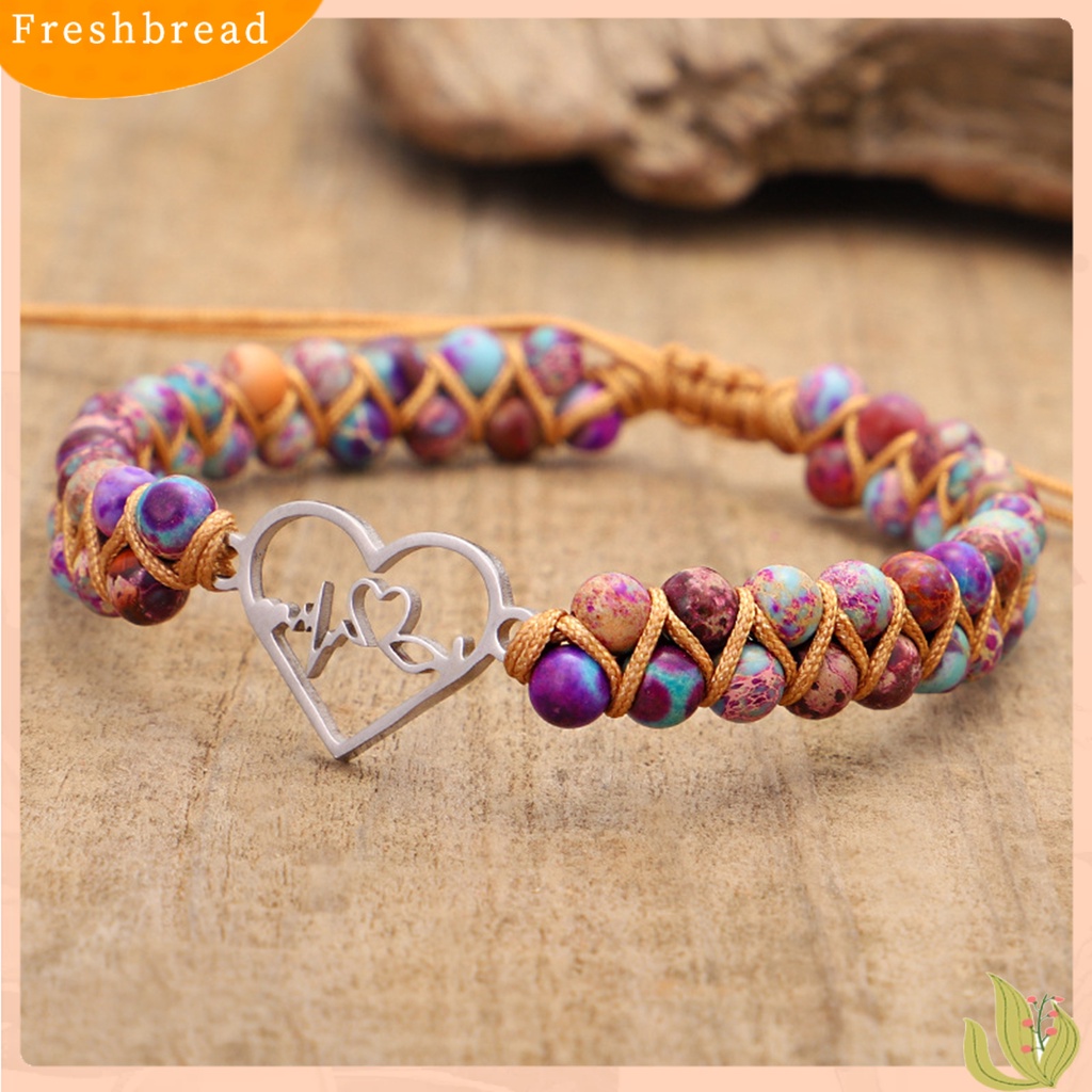 &lt; Freshbread &gt; Gelang Couple Double-layered Hand Woven Adjustable Stainless Steel Cinta Hati Dikepang Tali Keberuntungan Pesona Gelang Aksesori Perhiasan