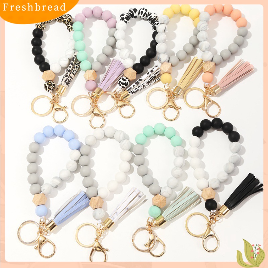 &lt; Freshbread &gt; Gelang Keyring Hias Manik-Manik Melar Portable Bangle Wristlet Gantungan Kunci Untuk Wanita