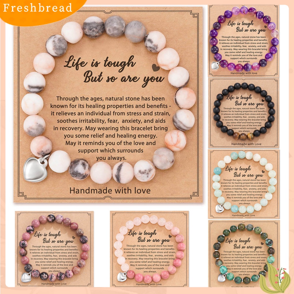 &lt; Freshbread &gt; 1set Gelang Couple Handmade Colorful Sweet Heart Pendant Tali Elastis Dengan Kartu Dress Up Hadiah Ulang Tahun Gelang Manik-Manik Pirus Imitasi Putih Alami