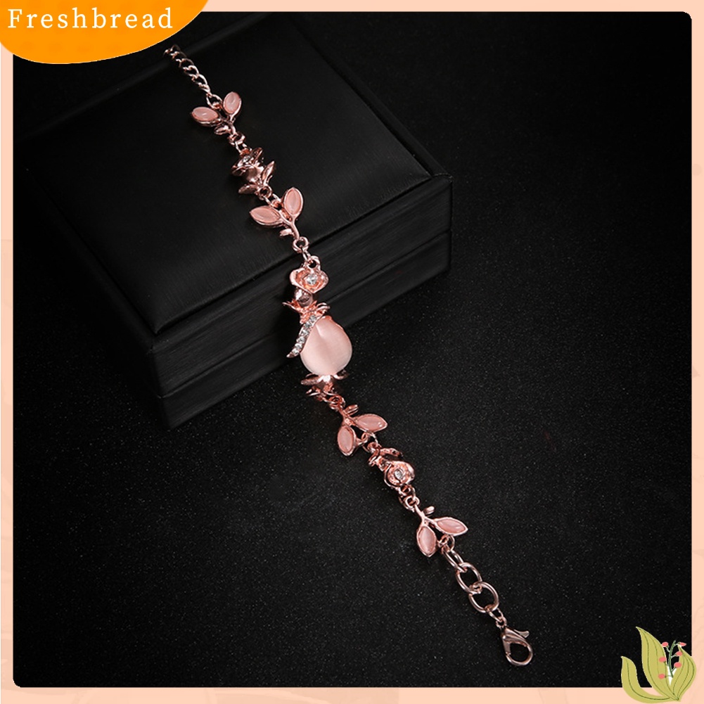 &lt; Freshbread &gt; Fashion Buatan Opal Hias Daun Gelang Wanita Pesta Bangle Perhiasan Hadiah