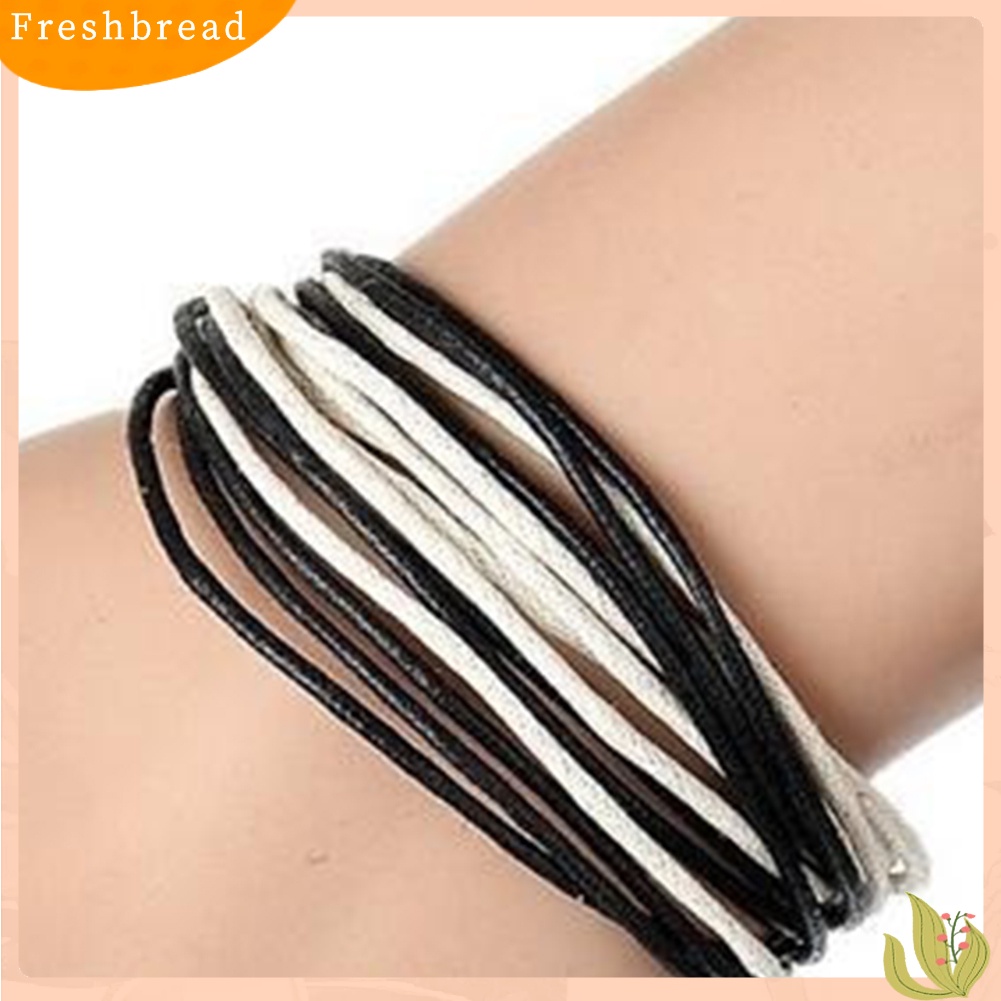 &lt; Freshbread &gt; Fashion Pria Wanita Multilayer Wax Tali Gelang Gaya Etnik Handmade Bangle Hadiah