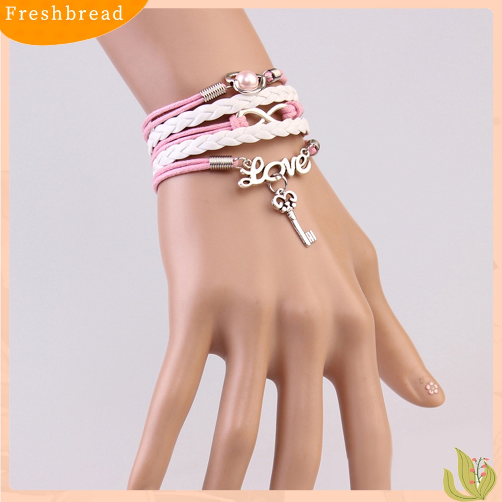 &lt; Freshbread &gt; 2Pcs/Set Infinity Cinta Hati Kunci Lock Multilayer Gelang Persahabatan Perhiasan