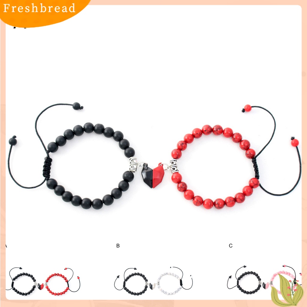 &lt; Freshbread &gt; 2Pcs Gelang Couple ic Hati Pria Wanita Kilau Terang Halus Yang Sesuai Dengan Kekasih Gelang Perhiasan Hadiah