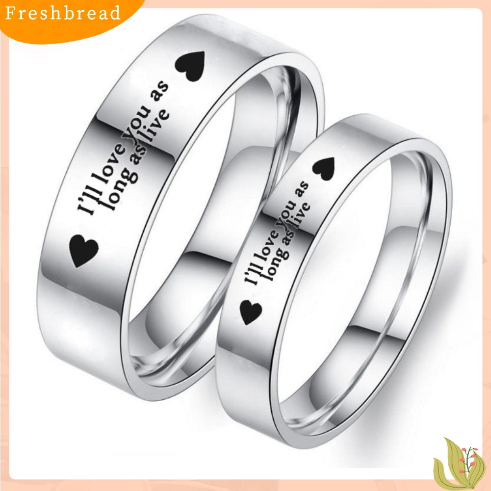 &lt; Freshbread &gt; Aku Akan Mencintaimu Selama Hidup Cincin Pasangan Baja Titanium Hadiah Perhiasan Pernikahan