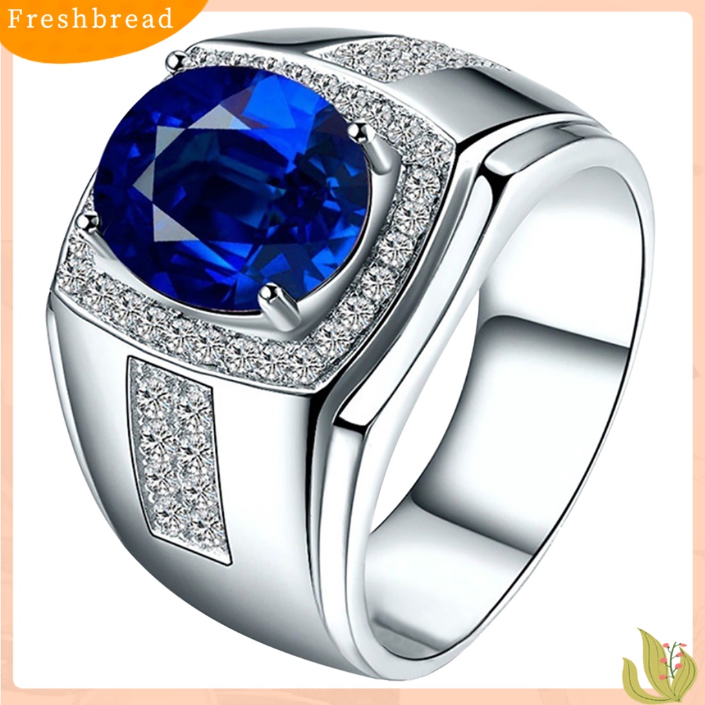 &lt; Freshbread &gt; Mewah Pria Cubic Zirconia Berlian Imitasi Bertatahkan Jari Cincin Perhiasan Hadiah