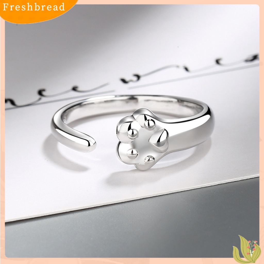 &lt; Freshbread &gt; Cincin Wanita Desain Bukaan Dapat Disesuaikan Electroplating Permukaan Halus All-match Dekorasi Hadiah Wanita Lucu Kaki Kucing Jari Cincin Perhiasan Pesta Untuk Pacaran