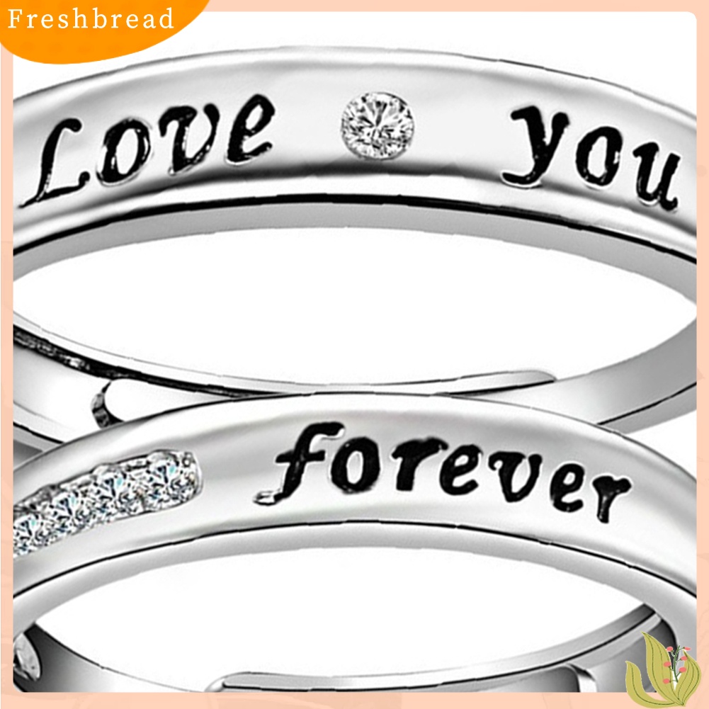 &lt; Freshbread &gt; Love You Forever Berlian Imitasi Kekasih Pasangan Janji Jari Cincin Set Perhiasan Hadiah