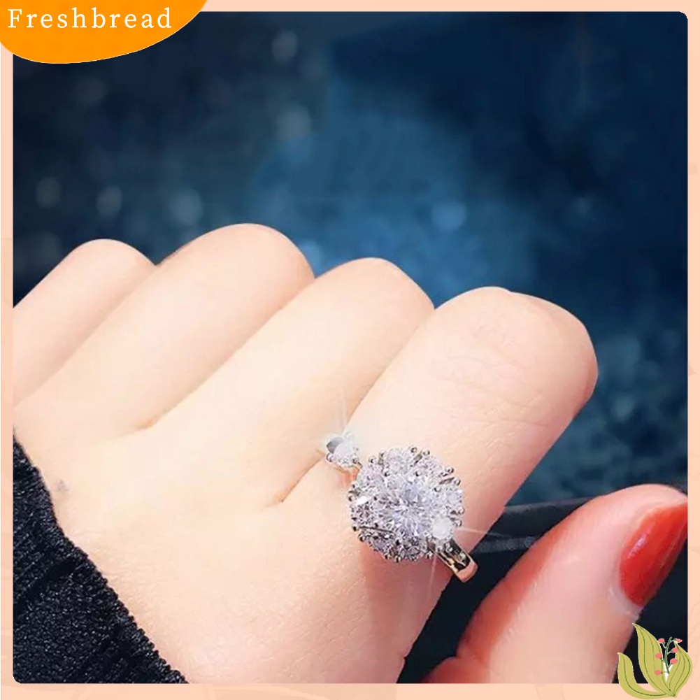 &lt; Freshbread &gt; Wanita Fashion Berlian Imitasi Bertatahkan Berputar Terbuka Jari Cincin Pesta Perhiasan Hadiah