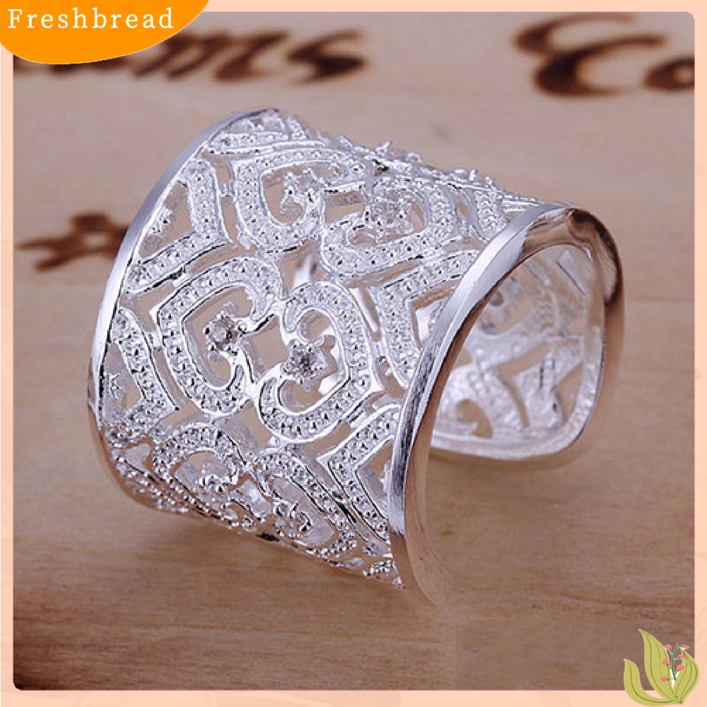 &lt; Freshbread &gt; Cincin Jari Hollow Adjustable Berlian Imitasi Tiny Open Hearts Ring Untuk Kehidupan Sehari-Hari