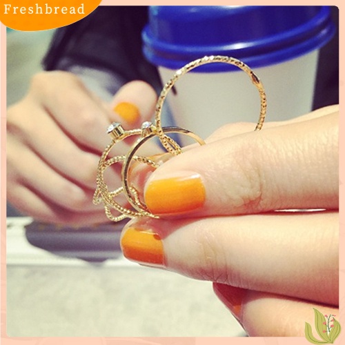 &lt; Freshbread &gt; 5Pcs/Set Band Cincin Gelombang Tumpuk Diatas Buku Jari Midi Rings Lady Jewelry Charm