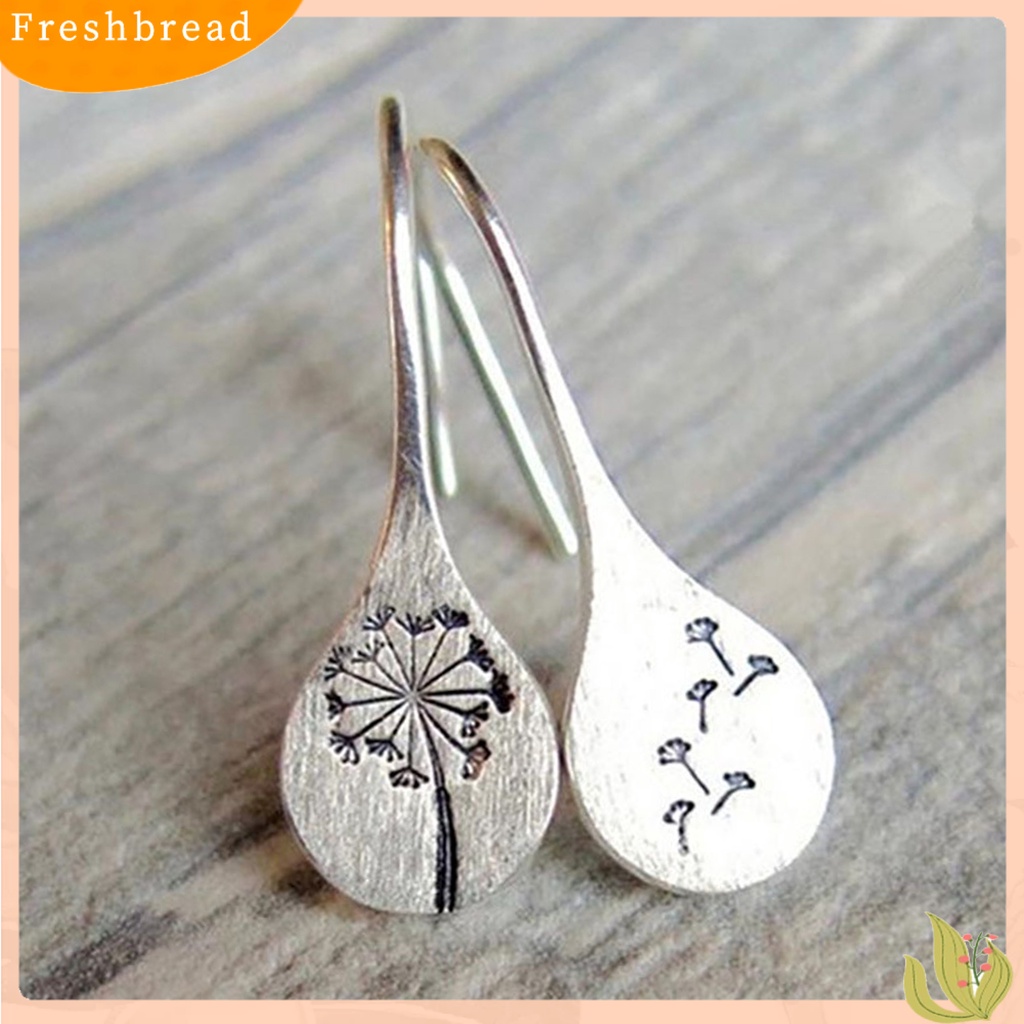 &lt; Freshbread &gt; Retro Dandelion Bunga Terukir Anting Sederhana Telinga Studs Kait Perhiasan Hadiah