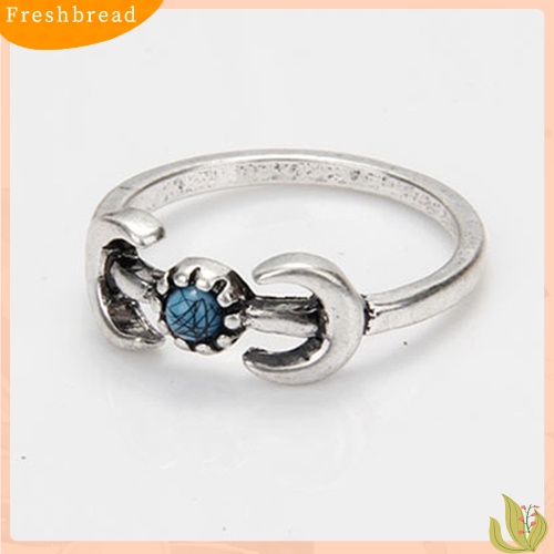 &lt; Freshbread &gt; 6Pcs Turquoise Arrow Moon Triangle Above Knuckle Ring Cincin Tumpuk Ujung Jari Tengah