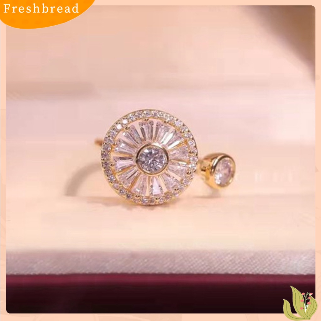 &lt; Freshbread &gt; Wanita Cincin Anti-Oksidasi Luntur Tahan Keringat Pembukaan Yang Dapat Disesuaikan Zirconia Cubic Light Mewah Pesta Cincin Perhiasan Aksesori