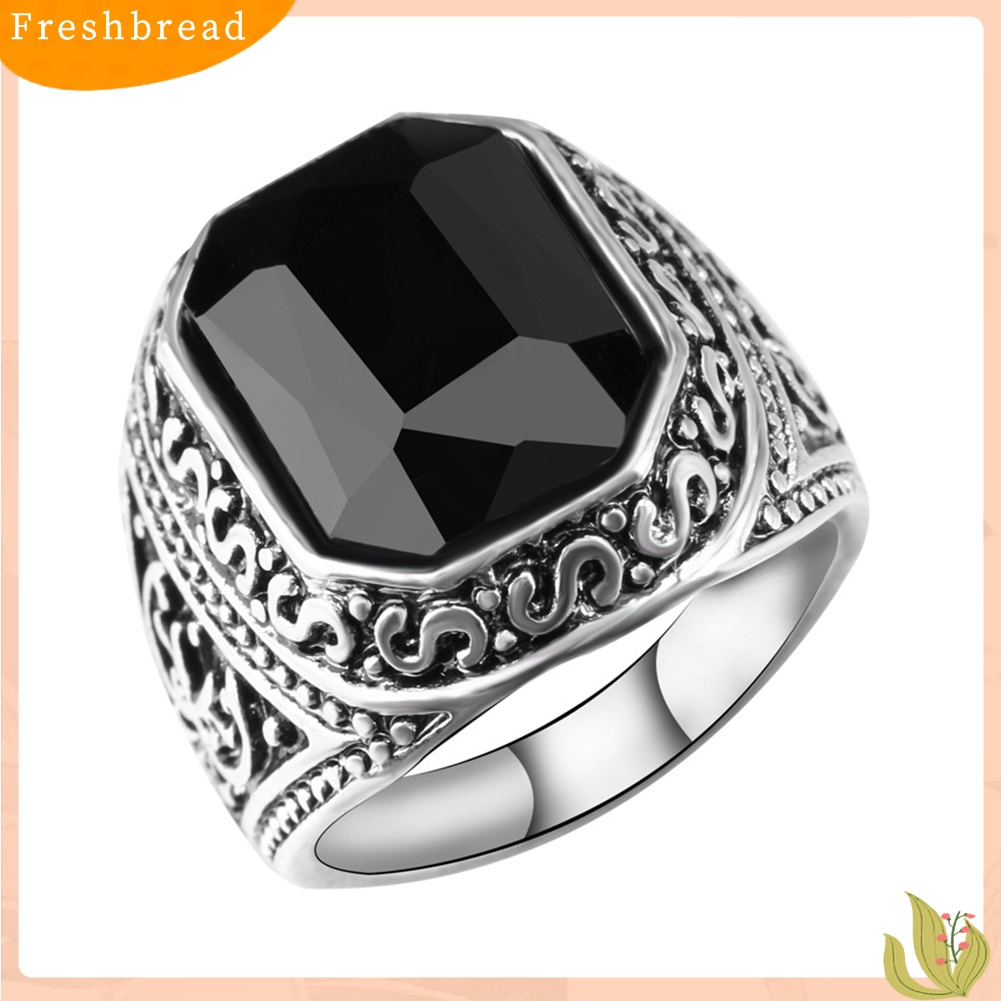 &lt; Freshbread &gt; Vintage Wanita Pria Pesona Geometris Ukir Cincin Pasangan Jari Perhiasan Ukuran7-10