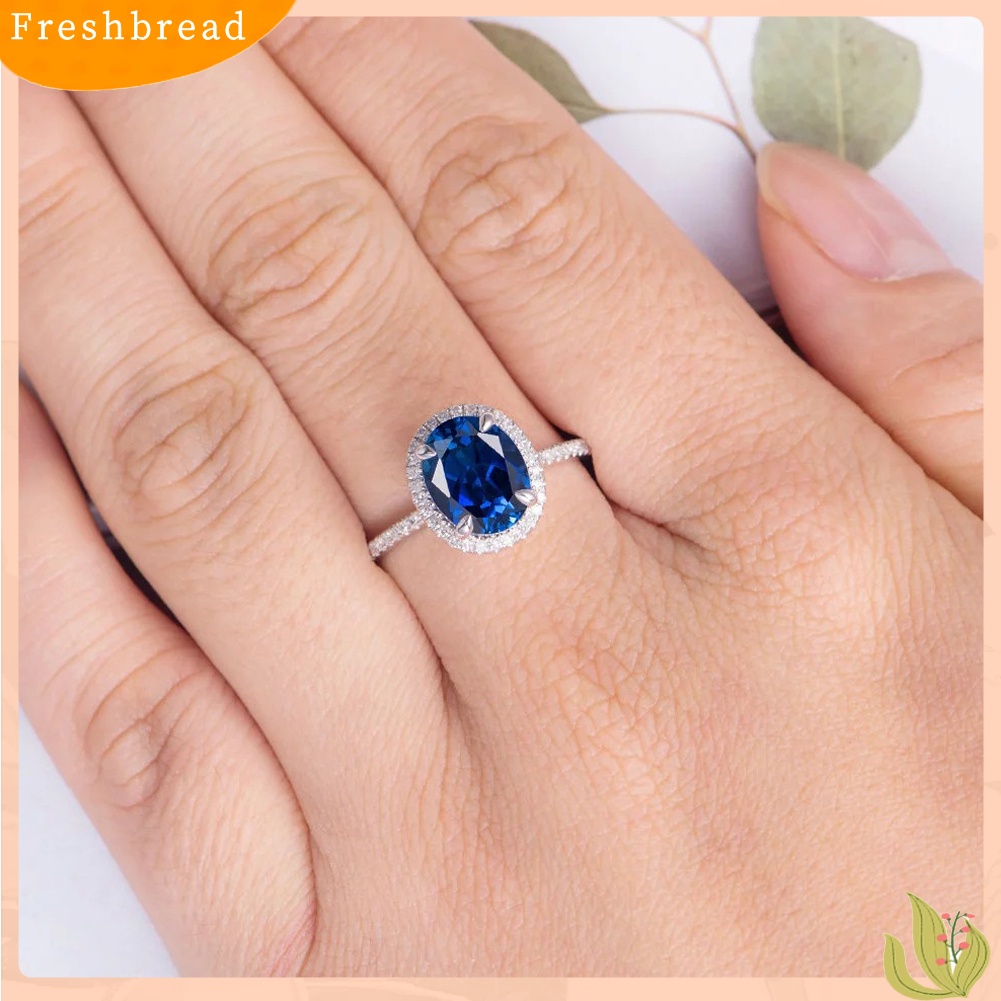 &lt; Freshbread &gt; Fashion Lady Oval Cubic Zirconia CZ Jari Cincin Pengantin Pernikahan Pertunangan Perhiasan