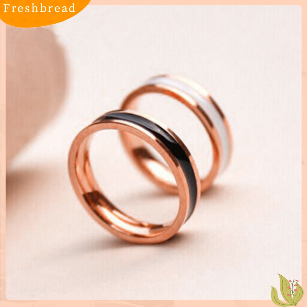 &lt; Freshbread &gt; Fashion Wanita Enamel Baja Titanium Band Jari Cincin Hadiah Perhiasan Pesta Pernikahan
