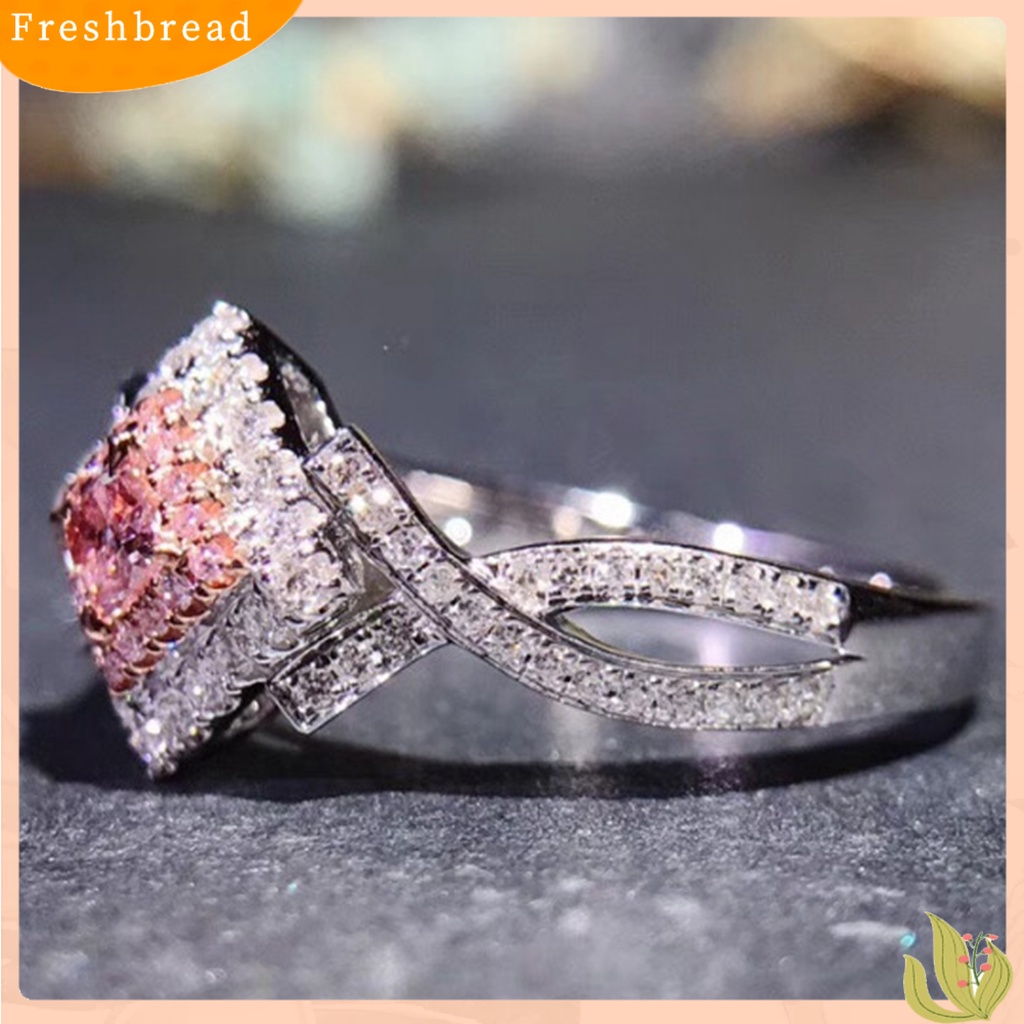 < Freshbread > Cincin Persegi Cubic Zirconia All-Matched Alloy Pengantin Wanita Pernikahan Berlian Imitasi Finger Band Untuk Wanita