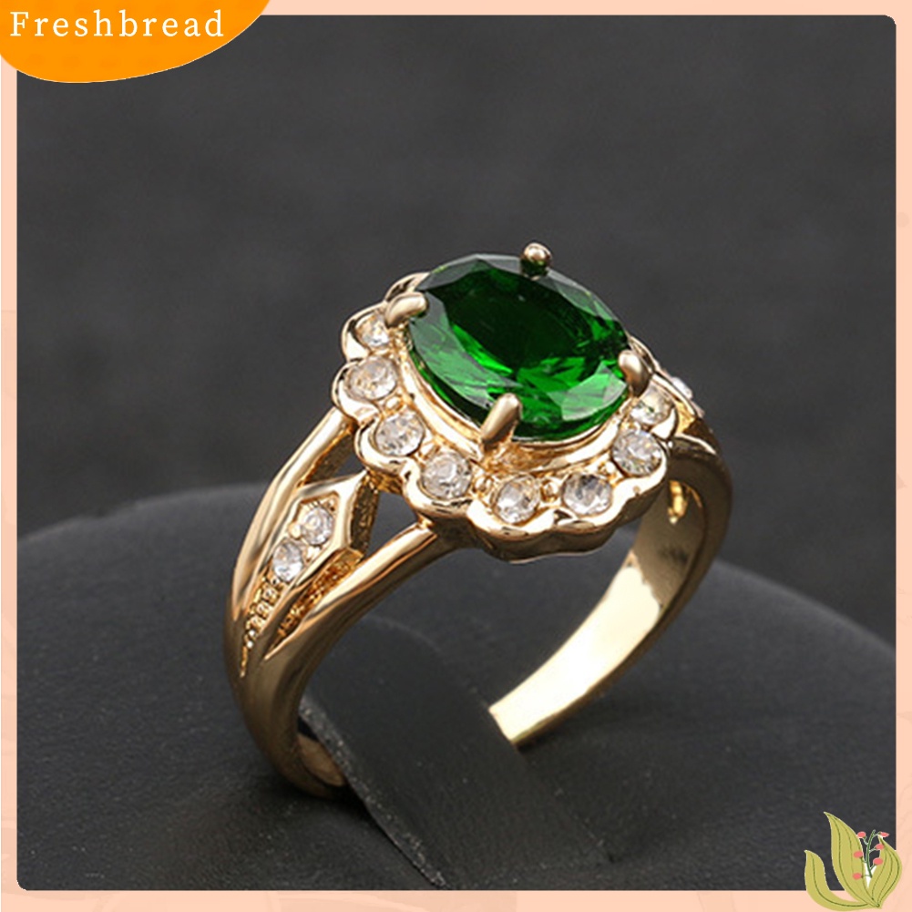 &lt; Freshbread &gt; Vintage Emerald Berlian Imitasi Bertatahkan Perhiasan Wanita Cincin Pesta Pub Club Dekorasi Hadiah