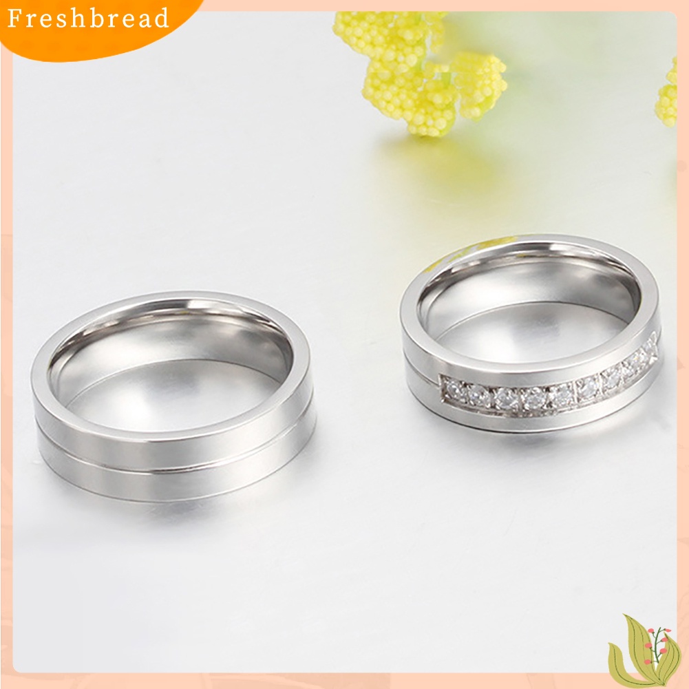 &lt; Freshbread &gt; Pasangan Kekasih Cincin Fashion Berlian Imitasi Bertatahkan Pesta Band Pertunangan Perhiasan Hadiah