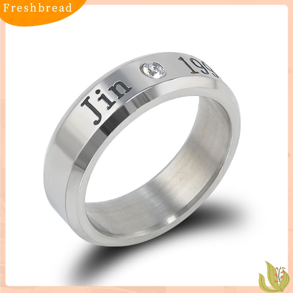 &lt; Freshbread &gt; Fashion Pria Baja Titanium Berlian Imitasi Huruf Ukiran Jari Cincin Perhiasan Hadiah