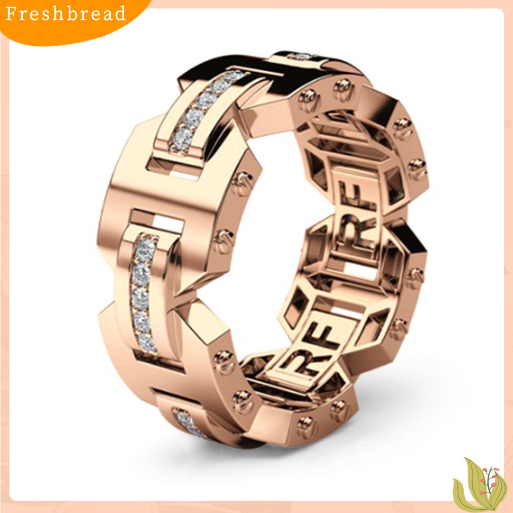 < Freshbread > Pria Wanita Berlian Imitasi Mengkilap Bertatahkan Jari Cincin Pertunangan Pernikahan Perhiasan Hadiah