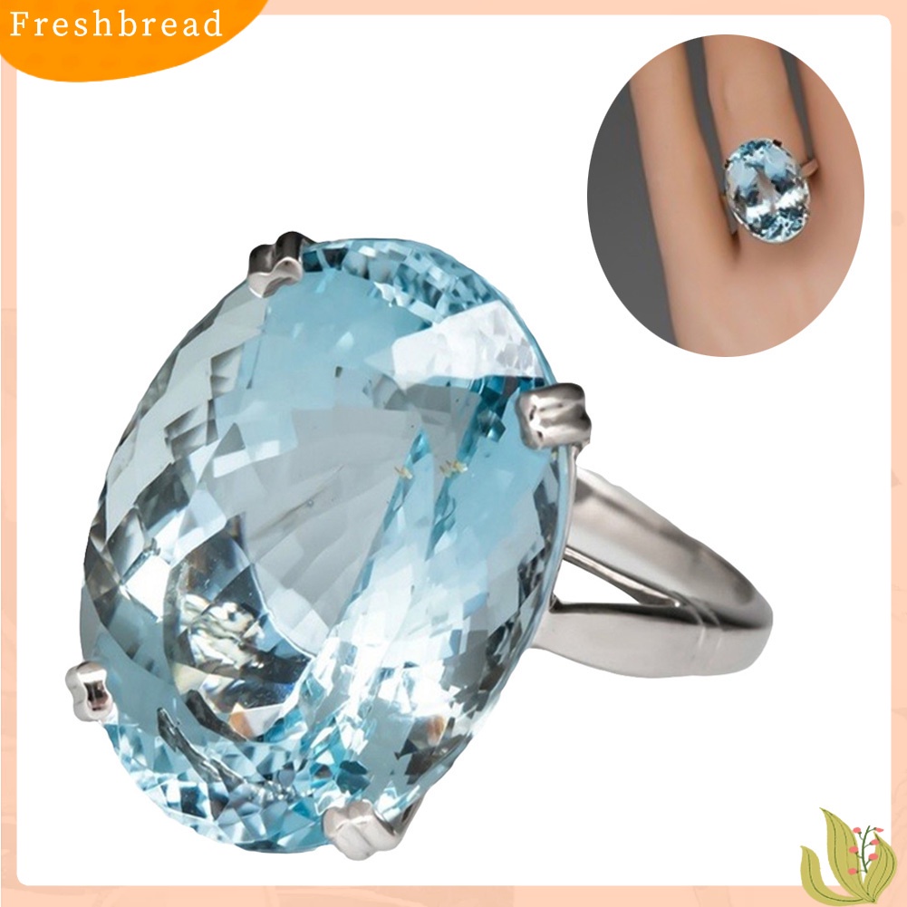 &lt; Freshbread &gt; Glitter Oval Cut Berlian Imitasi Bertatahkan Cincin Pengantin Pernikahan Pertunangan Perhiasan Hadiah