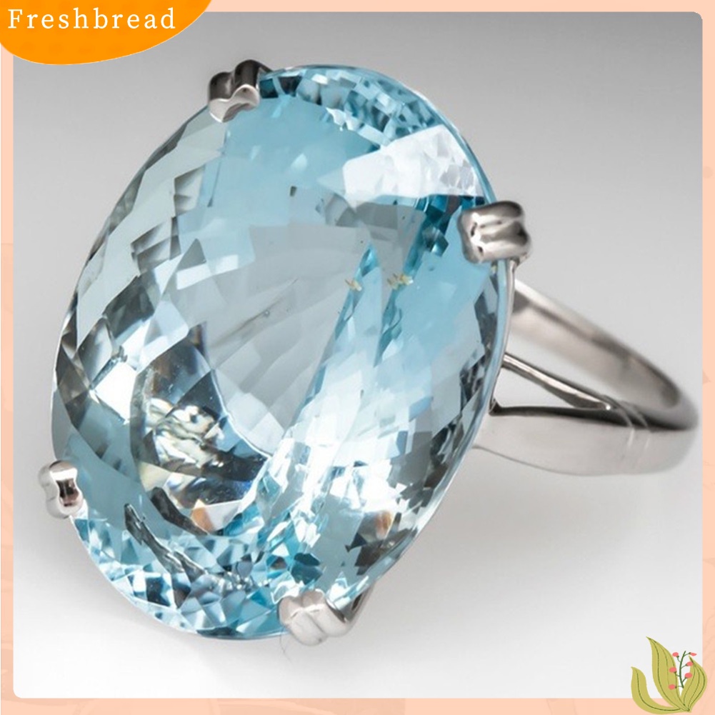 &lt; Freshbread &gt; Glitter Oval Cut Berlian Imitasi Bertatahkan Cincin Pengantin Pernikahan Pertunangan Perhiasan Hadiah