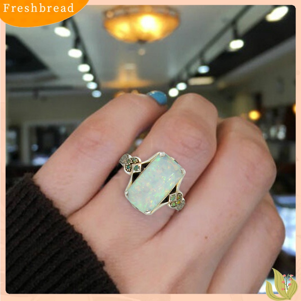 &lt; Freshbread &gt; Wanita Cincin Persegi Perhiasan Permata Imitasi Vintage Geometris Cincin Perhiasan Hadiah