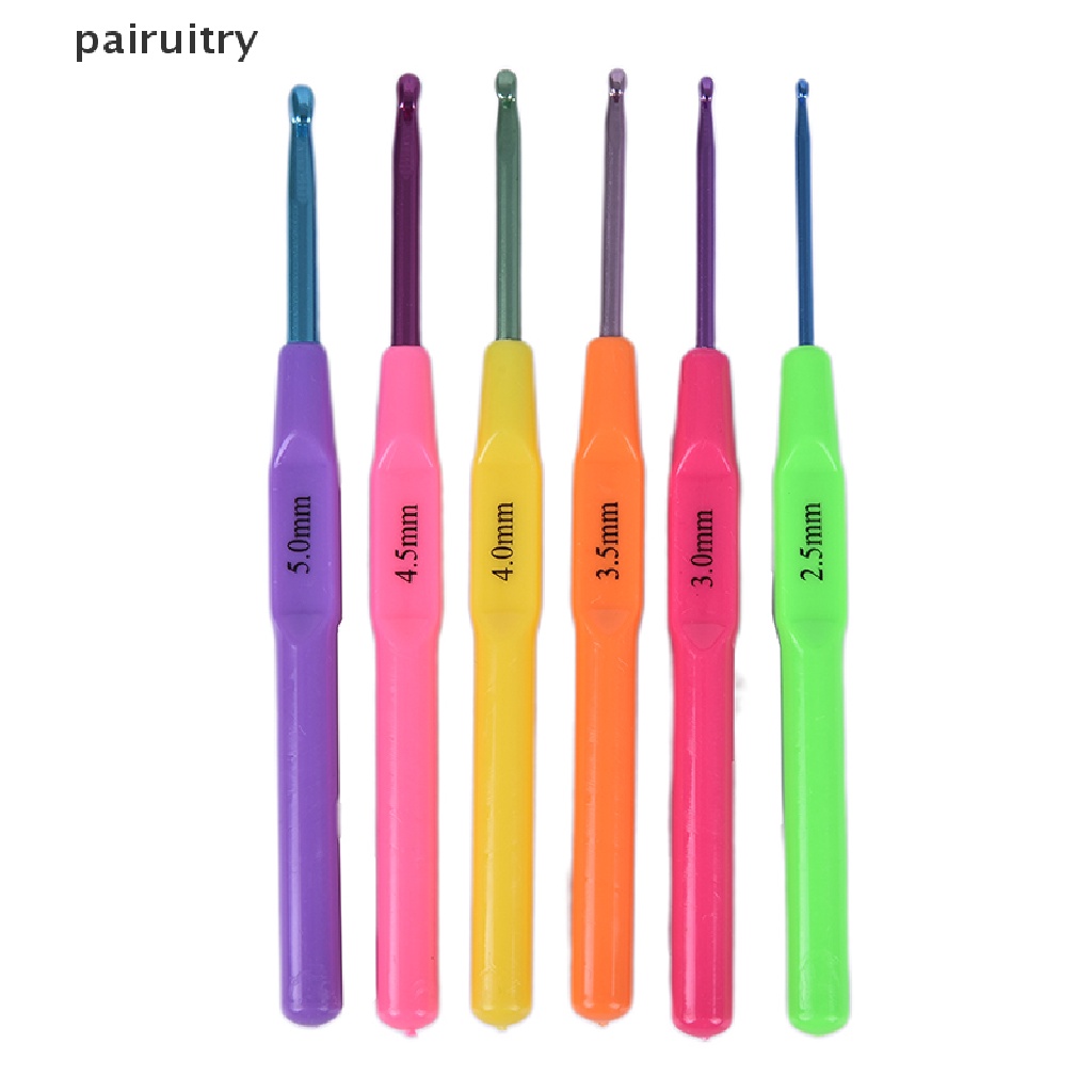 Prt 6pcs/set al Gagang Plastik Aluminium Crochet Hooks Rajut PRT