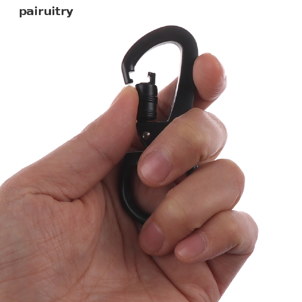 Prt 1PC Carabiner Pengunci Otomatis Gesper Tipe D Luar Ruangan Dengan Ring Rotag Putar PRT