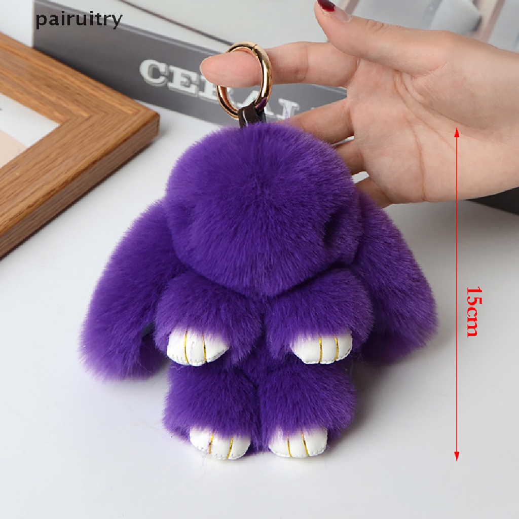 Prt Rabbit Keychain Ring Fluffy Bulu Asli Pompon Bunny Trinket Gantungan Kunci PRT