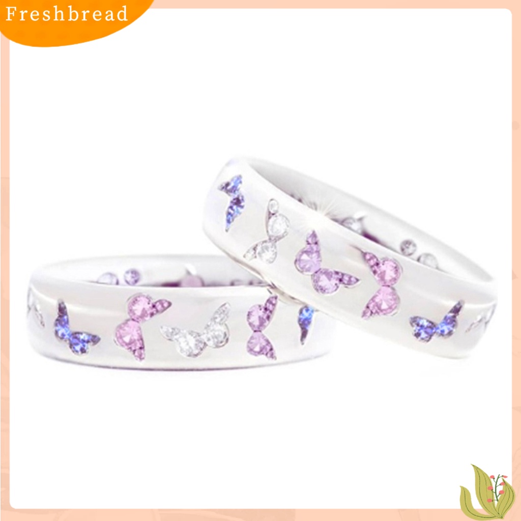 &lt; Freshbread &gt; Fashion Wanita Kupu-Kupu Cubic Zirconia Bertatahkan Jari Cincin Perhiasan Pesta Pernikahan