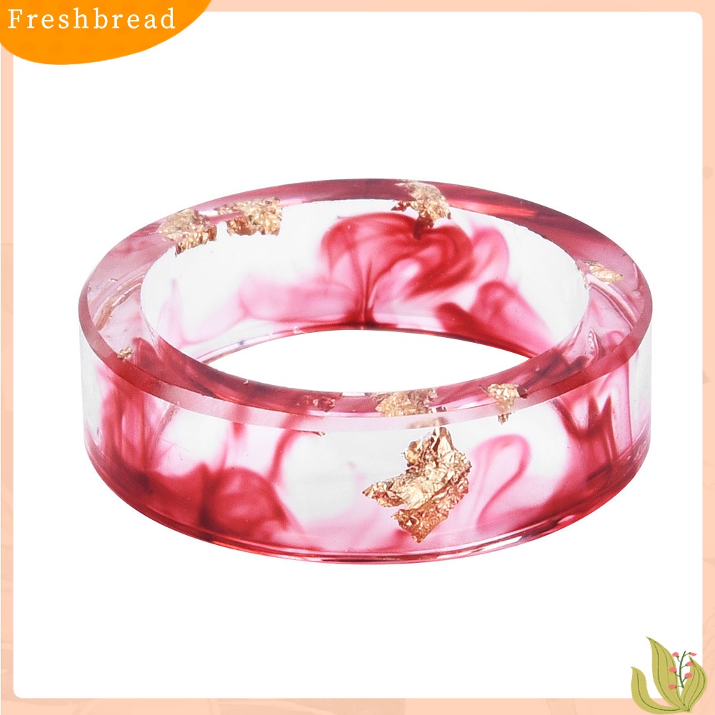 &lt; Freshbread &gt; Unisex Fashion Warna-Warni Tinta Foil Emas Transparan Resin Cincin Pesta Perhiasan Hadiah