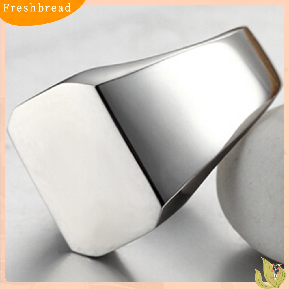 < Freshbread > Club Malam Punk Pria Halus Persegi Lebar Band Jari Cincin Perhiasan Hadiah Ulang Tahun