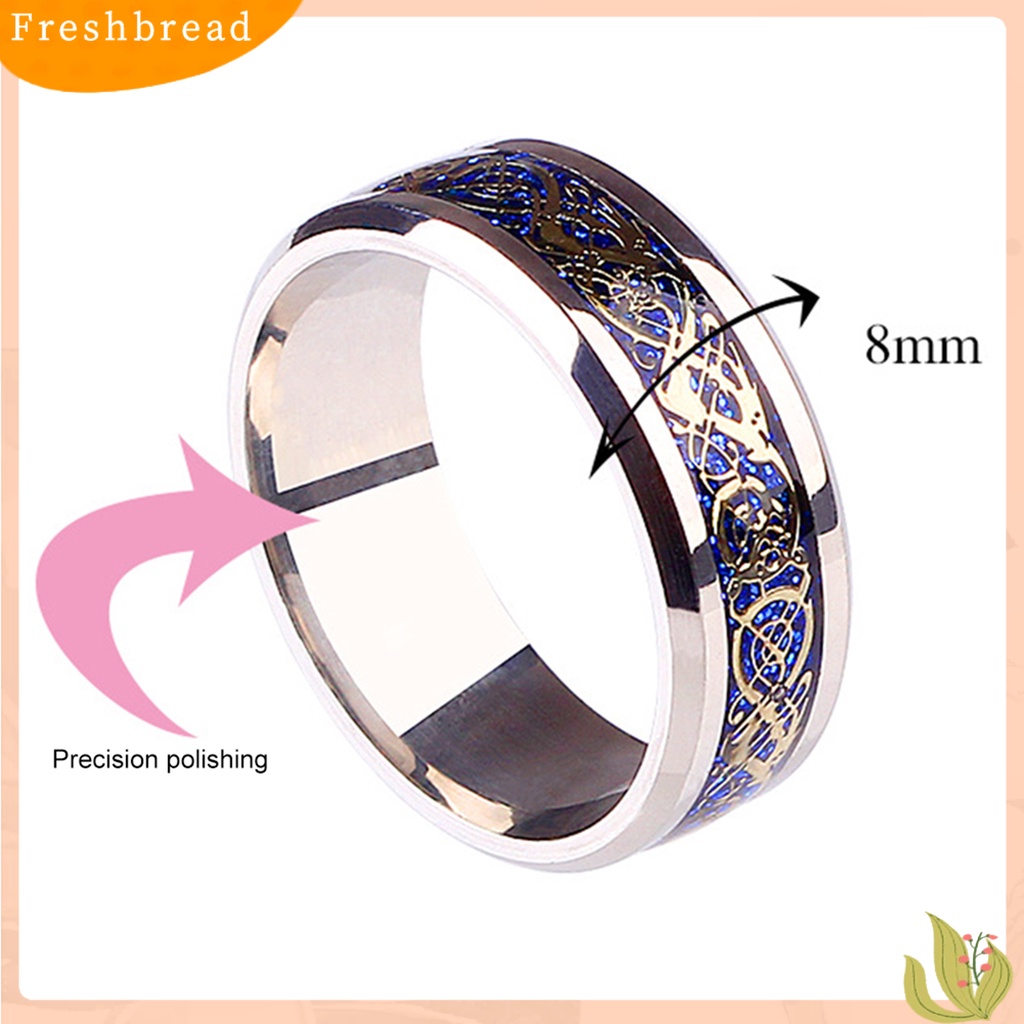 &lt; Freshbread &gt; Unisex Pola Naga Berlian Imitasi Cincin Baja Titanium Pertunangan Perhiasan Hadiah