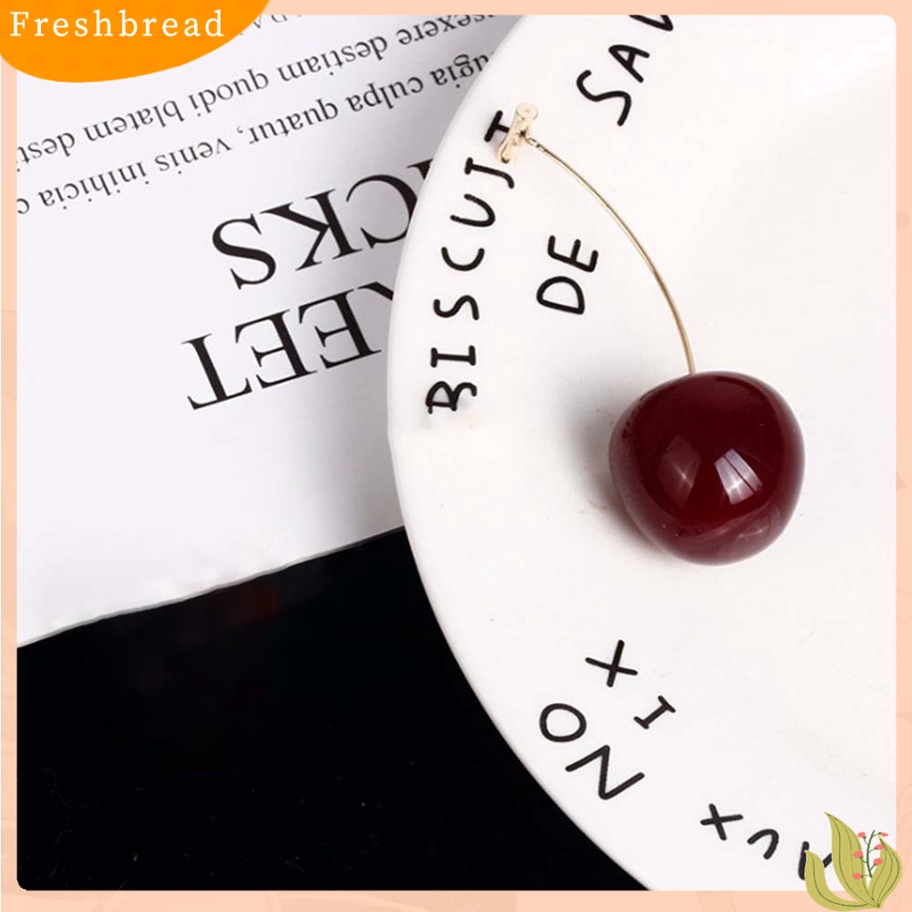 &lt; Freshbread &gt; Anting Manis Cherry Bentuk Alloy Indah Jaket Telinga Menjuntai Untuk Pacaran