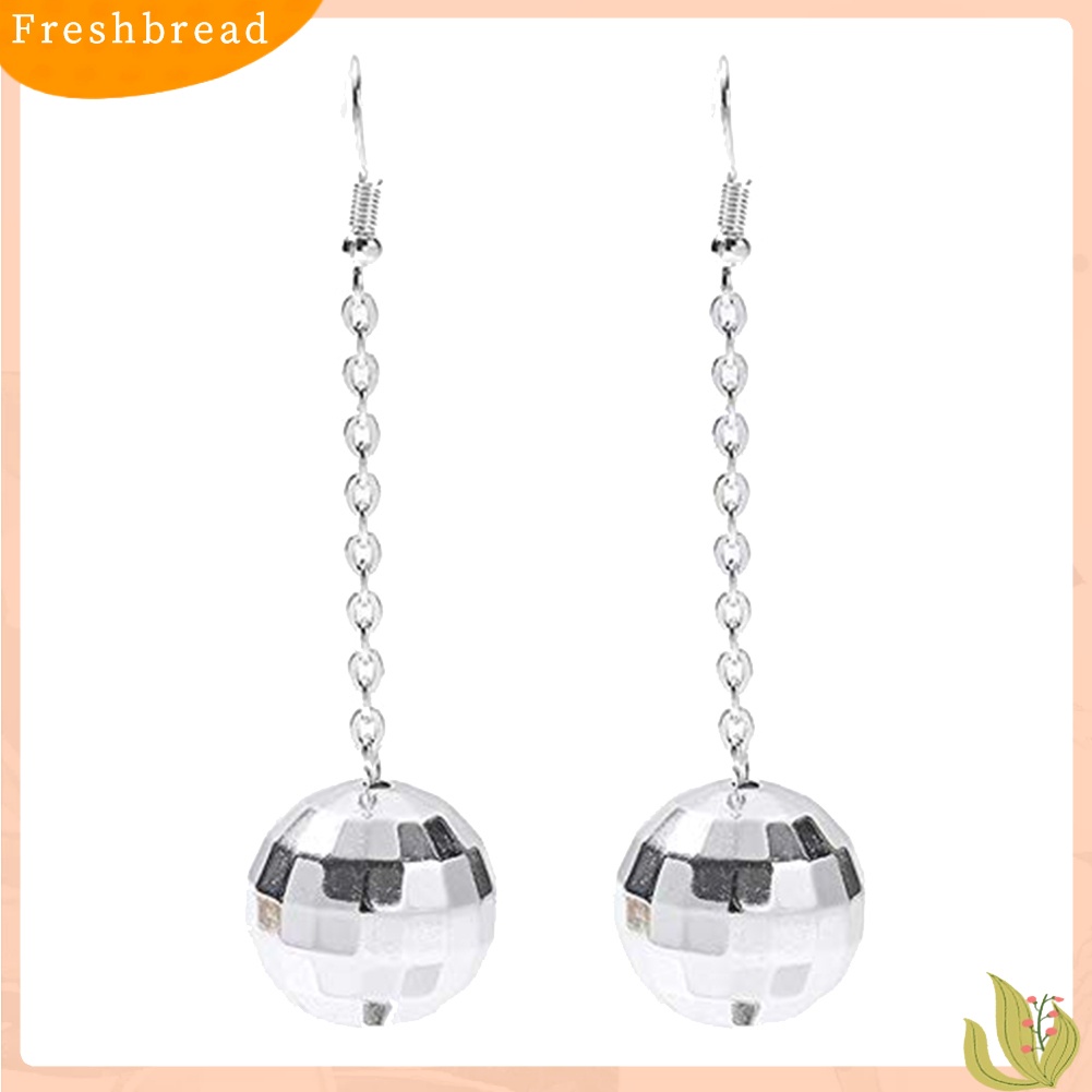 &lt; Freshbread &gt; Wanita Fashion Bola Disko Rumbai Panjang Menjuntai Kait Anting Pesta Perhiasan Hadiah