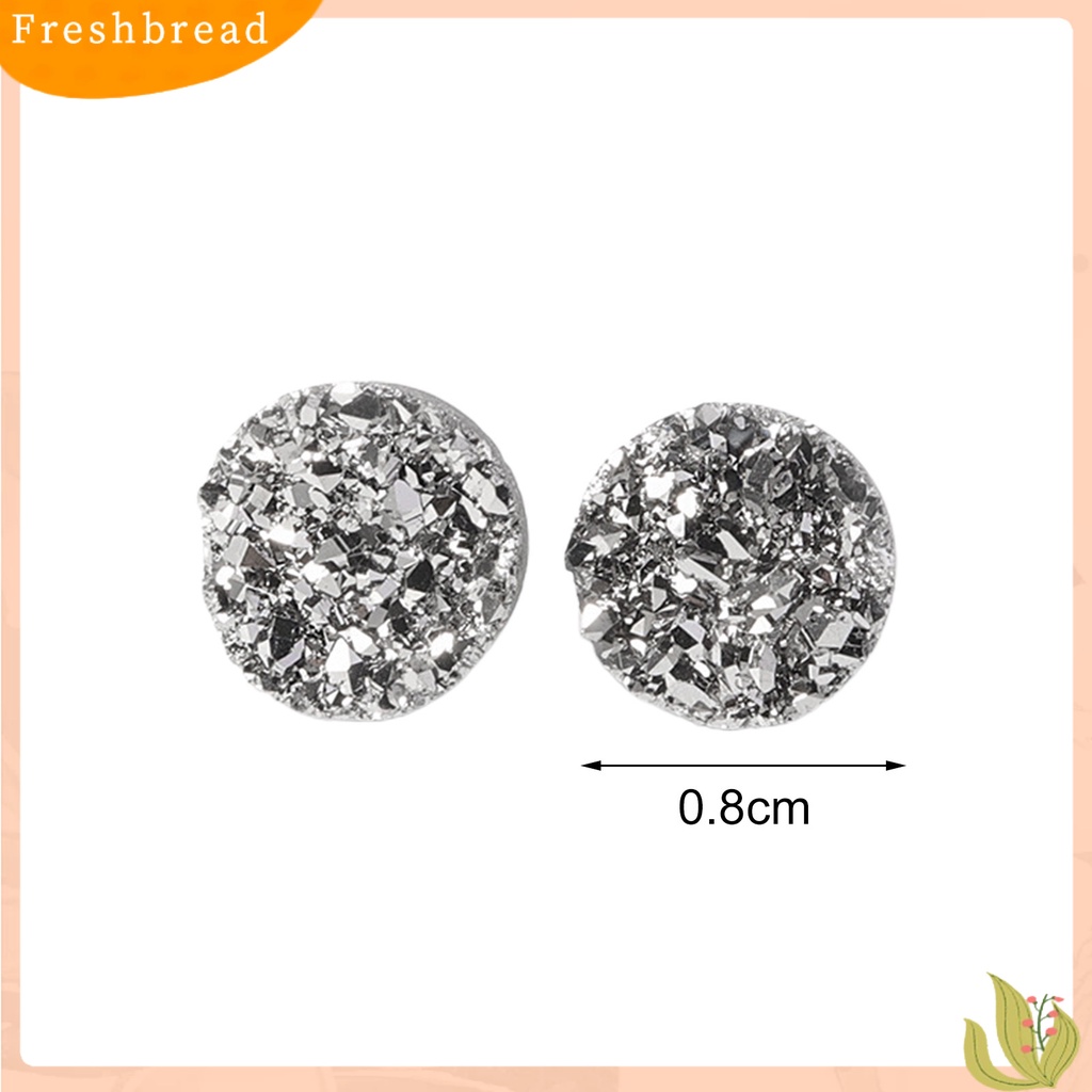 < Freshbread > 1pasang 8mm Ear Studs Bulat Mini Minimalis Perhiasan Fashion Mempesona Anting Pria Wanita Kristal Imitasi Untuk Outdoor