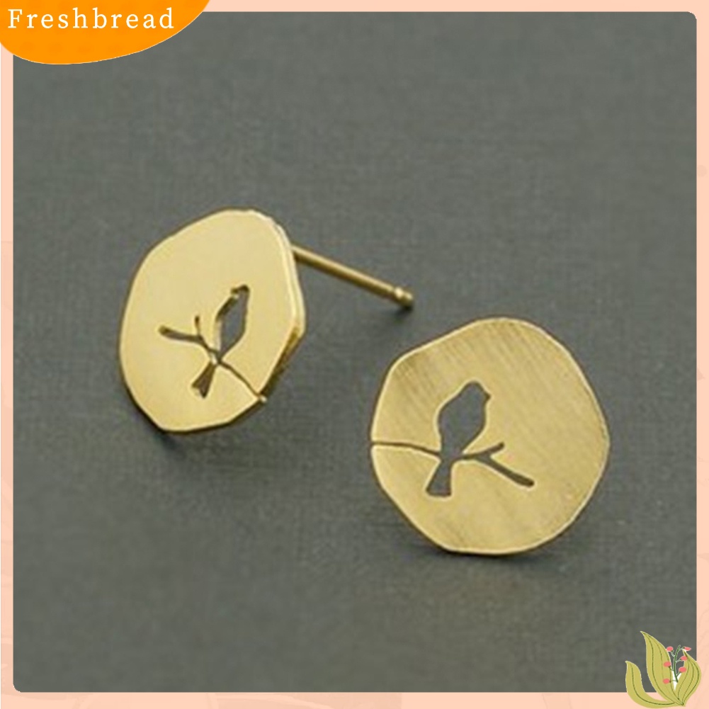 &lt; Freshbread &gt; Lucu Wanita Berongga Burung Cabang Tidak Teratur Geometris Telinga Stud Anting Perhiasan Hadiah