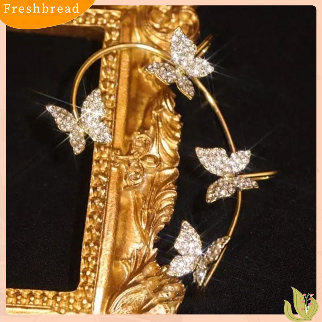 &lt; Freshbread &gt; 1Pc Klip Anting Butterfly Berlian Imitasi Perhiasan Temperamen Manset Telinga Halus Untuk Pernikahan