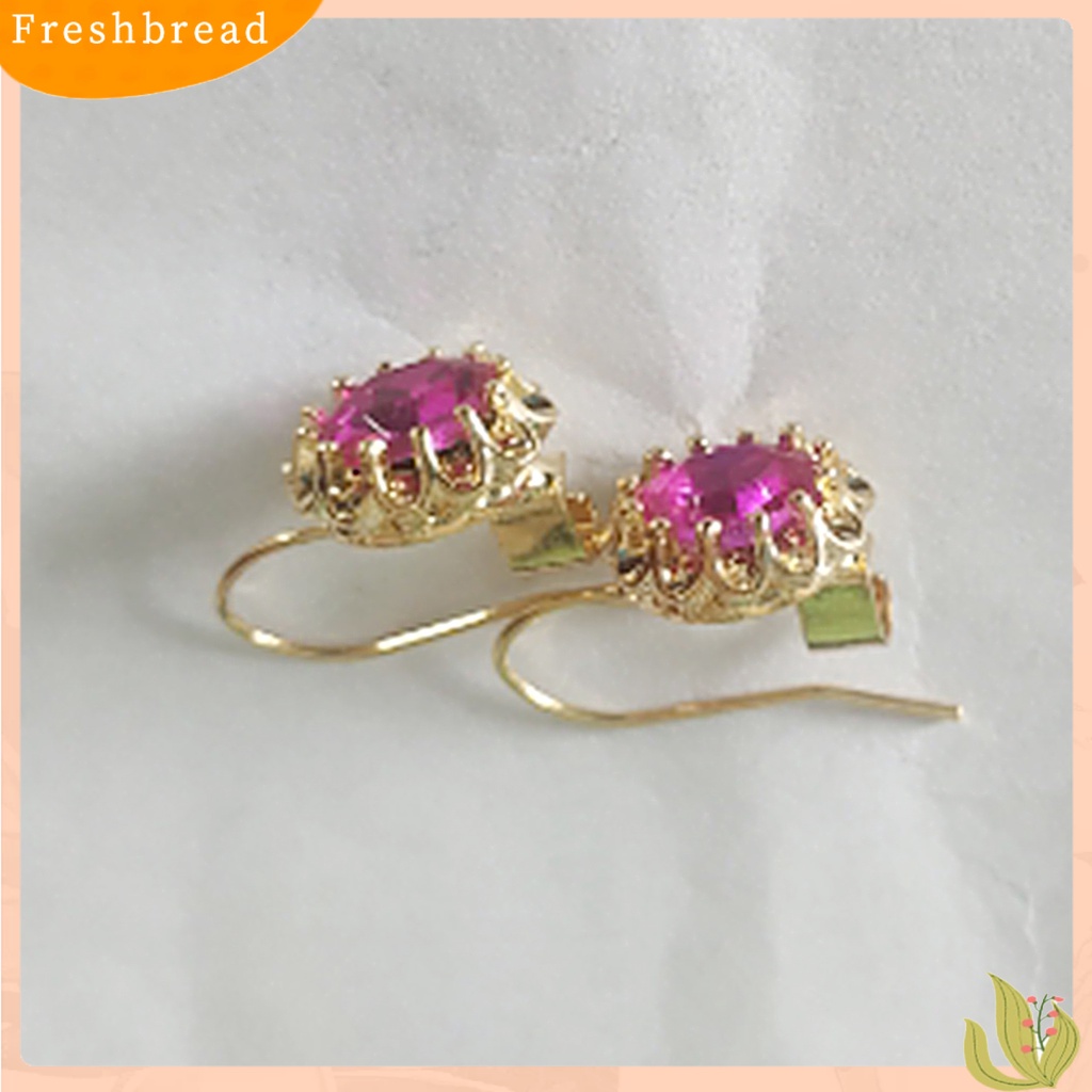 &lt; Freshbread &gt; 1pasang Anting Tindik Fashion Oval Berlian Imitasi Hias Dekorasi Hook Drop Earrings Untuk Kehidupan Sehari-Hari