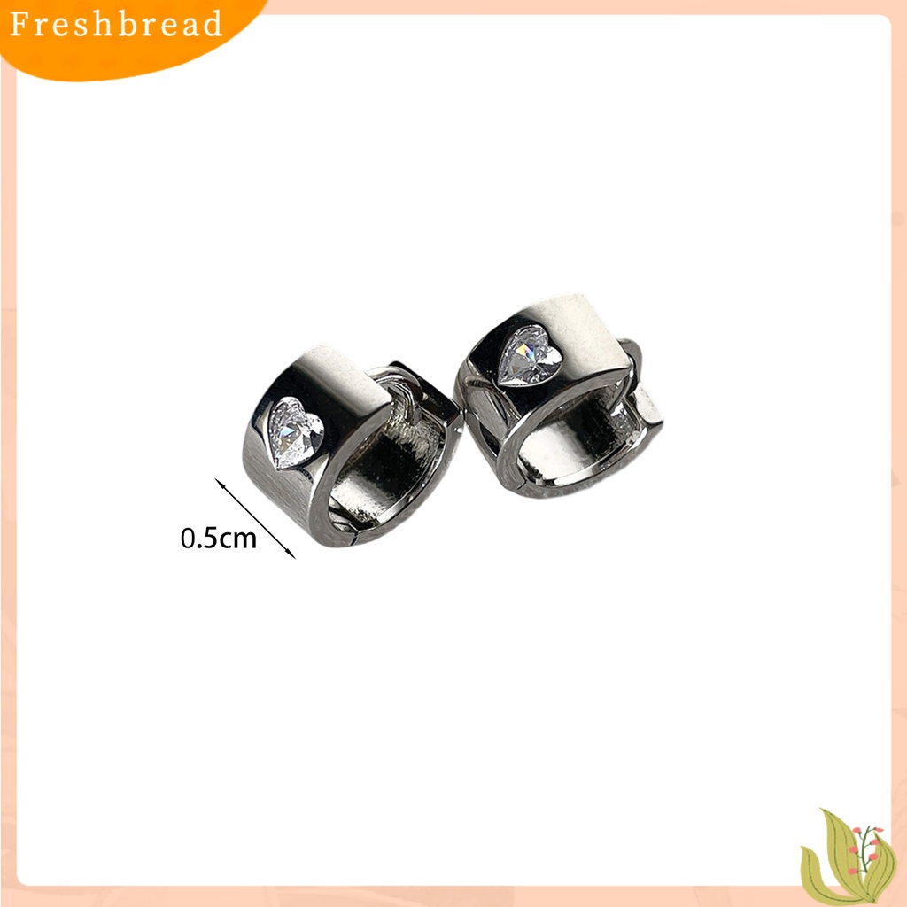 &lt; Freshbread &gt; 1pasang Anting Hoop Geometris Temperamen Sederhana Berlian Imitasi Kecil Cinta Hati Huggie Earrings Fashion Perhiasan