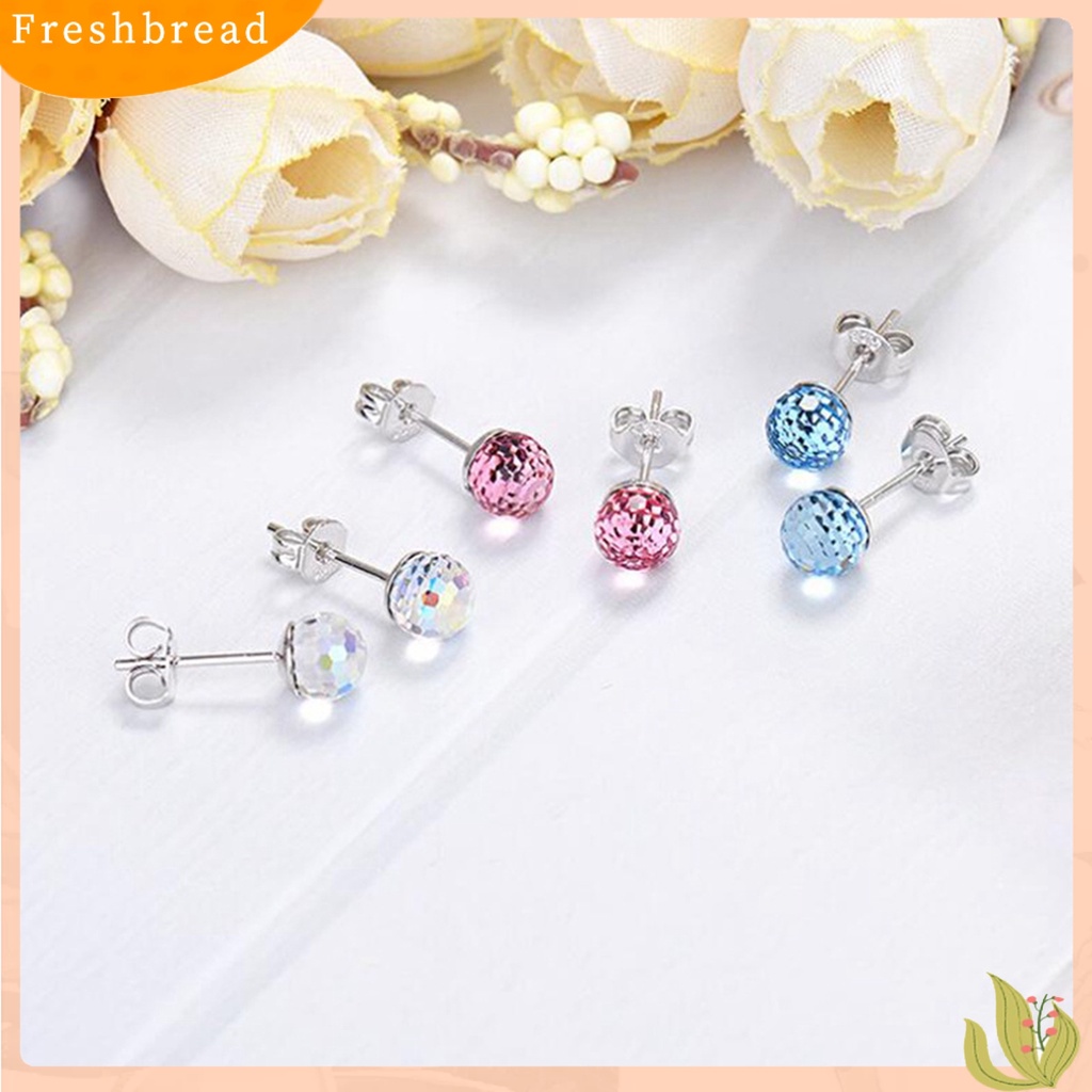 &lt; Freshbread &gt; Fashion Wanita Desain Bola Kristal Imitasi Ear Stud Earrings Perhiasan Hadiah Aksesori