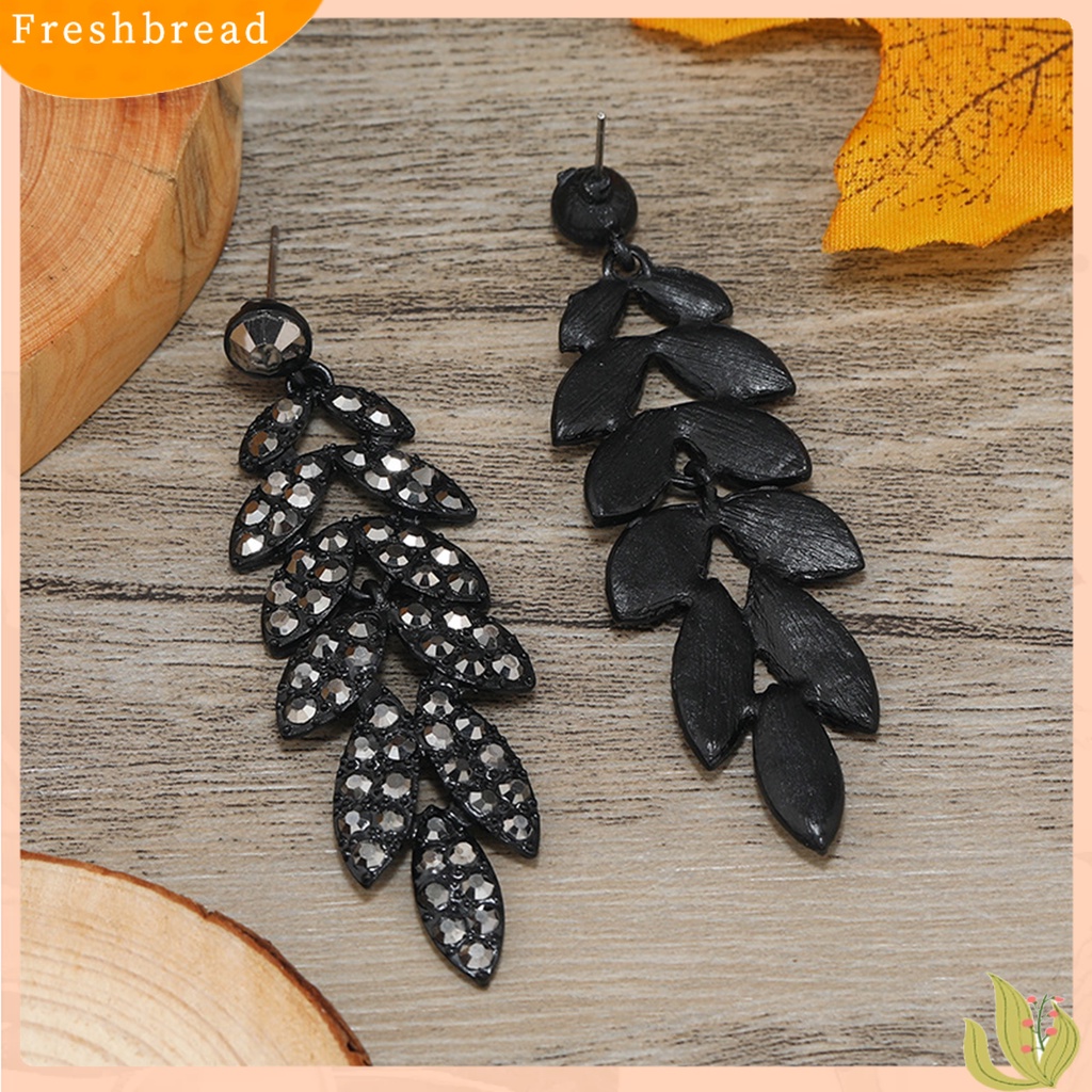 &lt; Freshbread &gt; 1pasang Drop Earrings Daun Berlian Imitasi Perhiasan Vintage Berlebihan Anting Menjuntai Untuk Pesta Cocktail