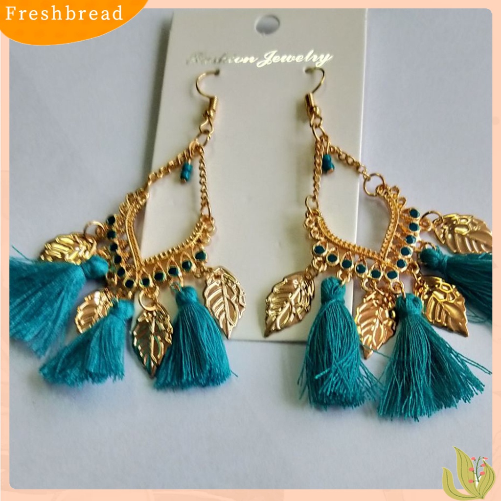 < Freshbread > 1pasang Anting Menjuntai Gaya Etnik Paduan Anti Luntur Hias Rumbai Kait Anting Perhiasan Hadiah Untuk Gadis