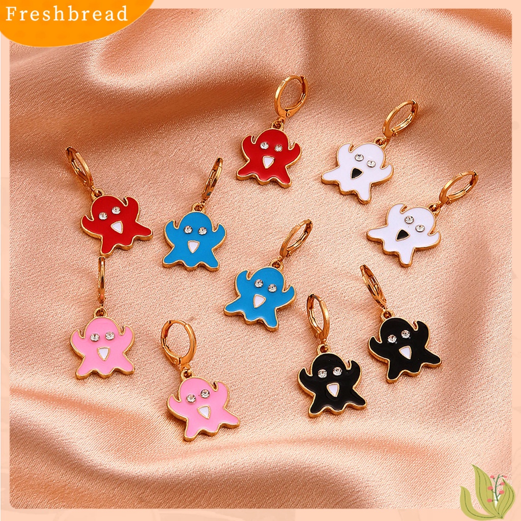 &lt; Freshbread &gt; 1pasang Liontin Hantu Halloween Anting Warna Permen Paduan Berlian Imitasi Wanita Enamel Anting Perhiasan Pesta