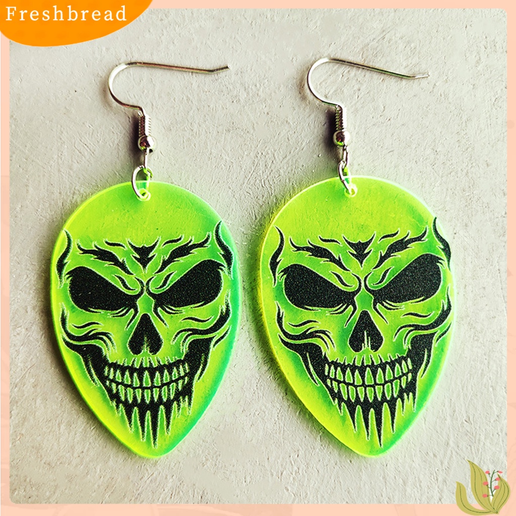 &lt; Freshbread &gt; 1pasang Anting Halloween Neon Meriah Geometris Pesta Halloween Tengkorak Mengerikan UFO Penyihir Drop Anting Berdandan Perhiasan Hadiah Untuk Festival Hantu