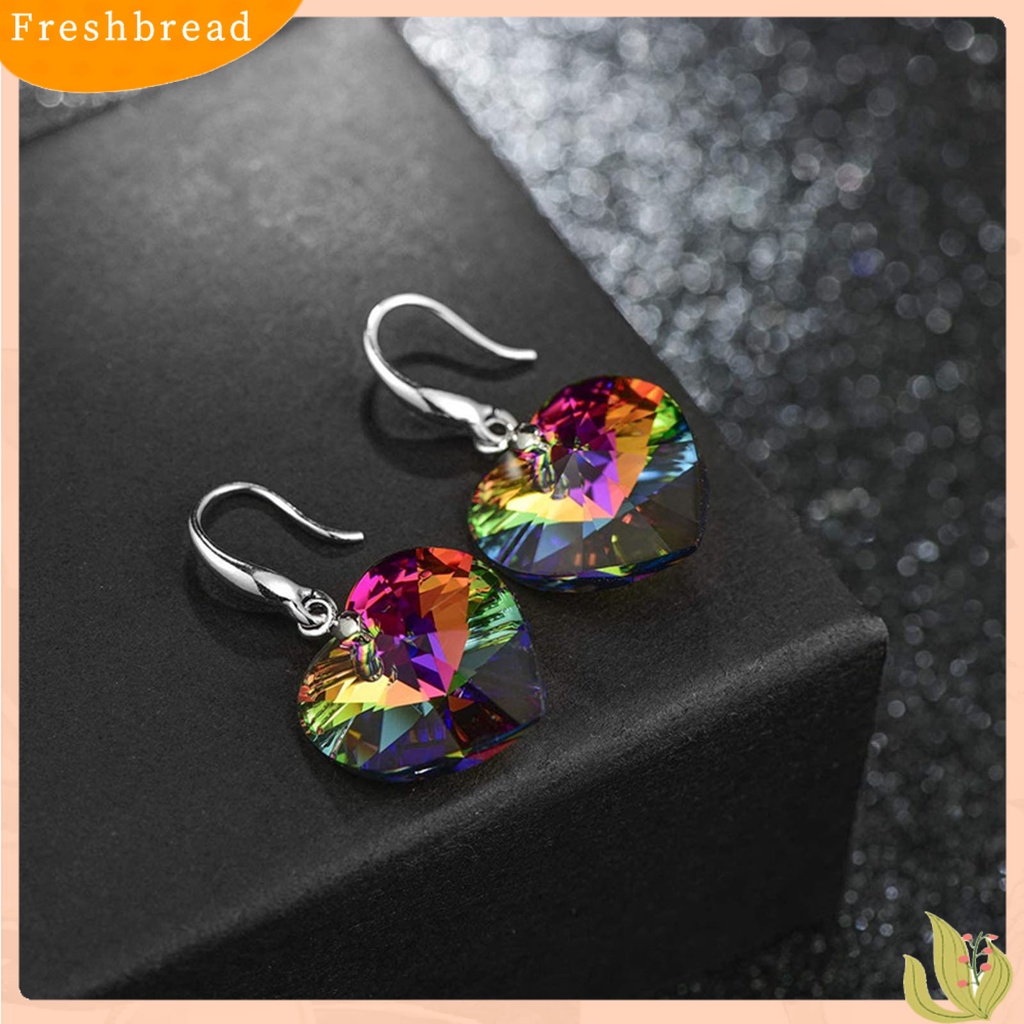 &lt; Freshbread &gt; 1pasang Anting Kait Fashion Semua Cocok Hati Anting Drop Kristal Imitasi Untuk Liburan