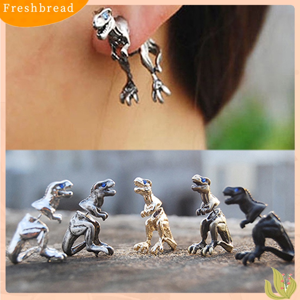 &lt; Freshbread &gt; Ear Studs Punk Bentuk Dinosaurus Alloy Indah 3D Anting Tusuk Hewan Untuk Pesta